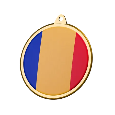 Romania Flag Medal Badge  3D Icon