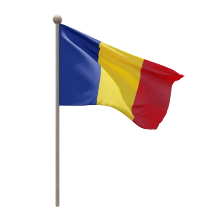Romania Flag Pole  3D Flag