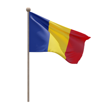 Romania Flagpole  3D Illustration