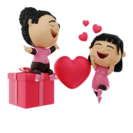Romantic boy expressing her love  3D Illustration