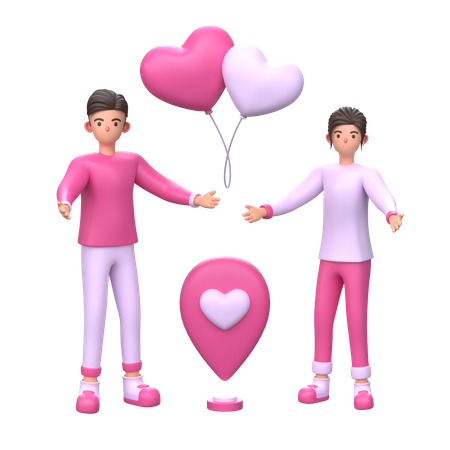 Romantic couple celebrate valentines day  3D Icon