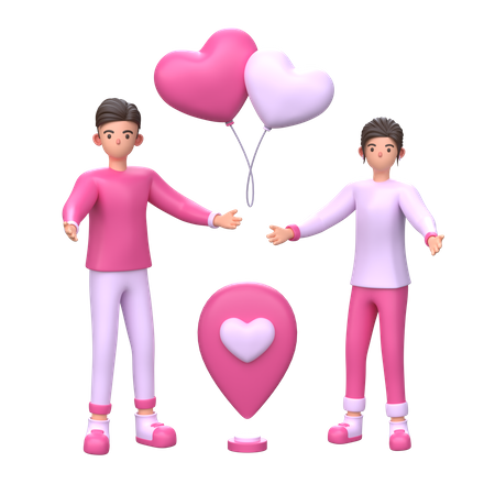 Romantic couple celebrate valentines day  3D Illustration