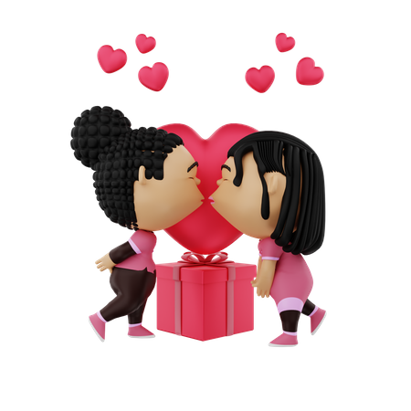 Romantic Couple celebrating valentines day  3D Icon