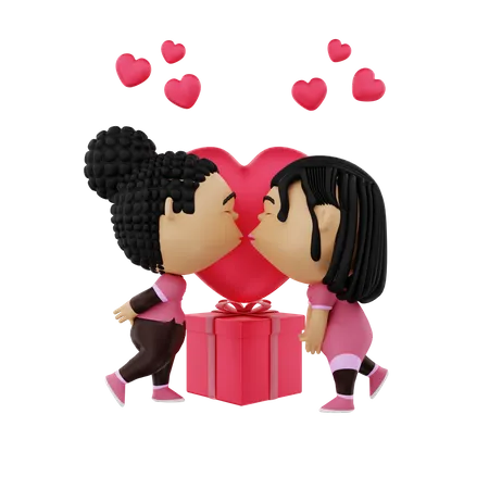 Romantic Couple celebrating valentines day  3D Illustration