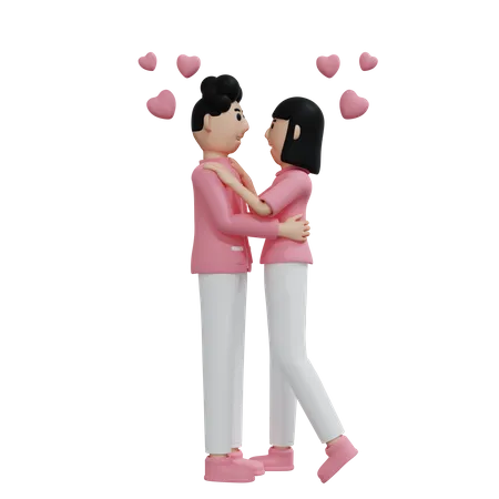 Romantic couple dance together 3D Illustration