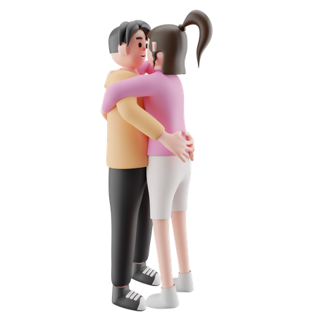 Romantic Couple Hugging  3D Icon