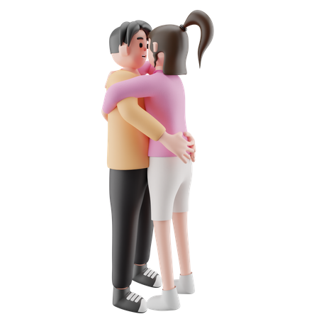 Romantic Couple Hugging  3D Illustration
