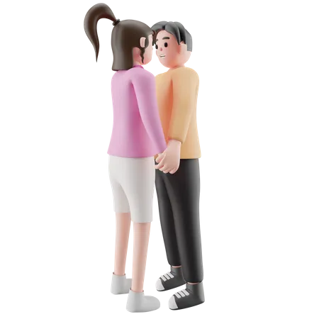 Romantic Couple Standing Together  3D Illustration