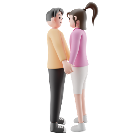 Romantic Couple Standing Together  3D Illustration