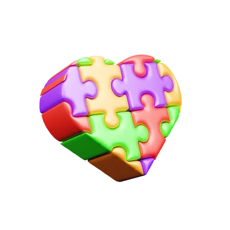 Corazón de rompecabezas  3D Icon