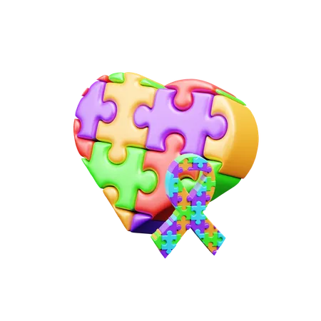 Corazón de rompecabezas  3D Icon