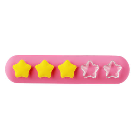 Classificação de três estrelas rosa amarelo  3D Icon