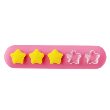 Classificação de três estrelas rosa amarelo  3D Icon