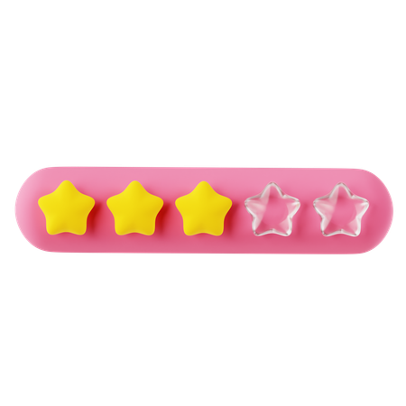 Calificación de tres estrellas rosa amarillo  3D Icon