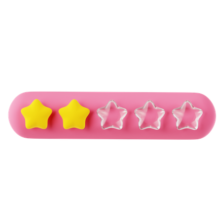 Calificación de dos estrellas rosa amarillo  3D Icon