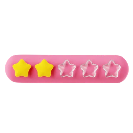 Calificación de dos estrellas rosa amarillo  3D Icon