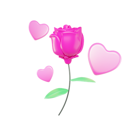 Pinke Rose  3D Icon