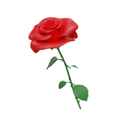 Red Cute Rose Flower 3D Icon