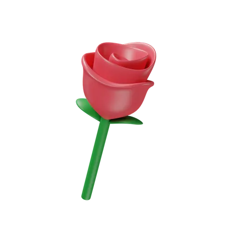 Red Rose Icon 3 D Render Illustration For Valentines Days 3D Icon
