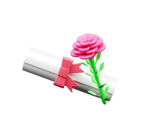 Rose avec lettre d'amour  3D Icon