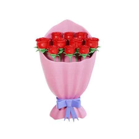 3 D Render Valentine Rose Bouquet 3D Icon