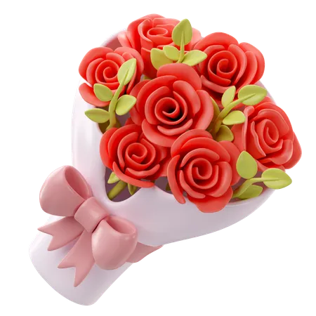 3 D Illustration Of Valentines Rose Bouque Icon 3D Icon