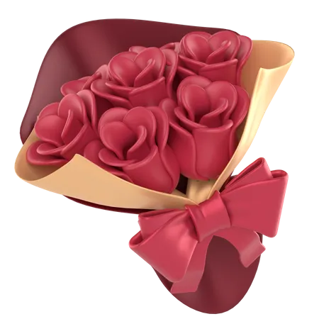 Red Roses Bouquet 3D Icon