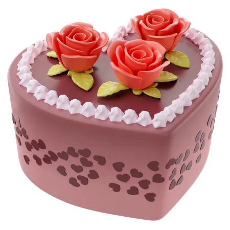 3 D Illustration Of Valentines Heart Cake Icon 3D Icon
