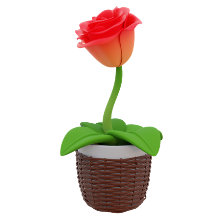 Rose Flower Pot  3D Icon