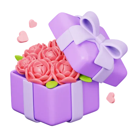 Rose In Gift Box  3D Icon