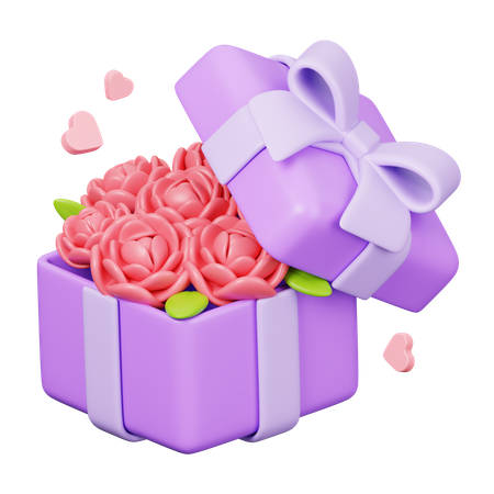 Rose In Gift Box  3D Icon