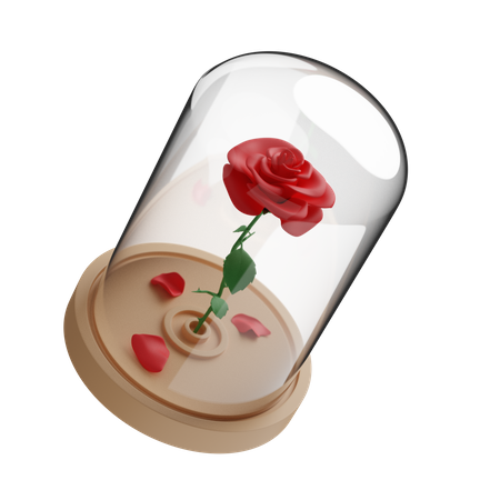 Rose in glass dome  3D Icon