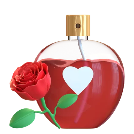 Rose Perfume Icon Valentine Day 3 D Illustration 3D Icon