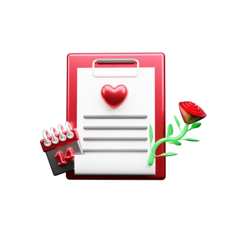 Rose With Love Letter  3D Icon