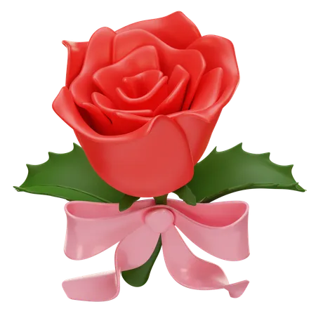Rose With Ribbon  3D Icon