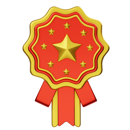 Rosette Ribbon Badge  3D Icon