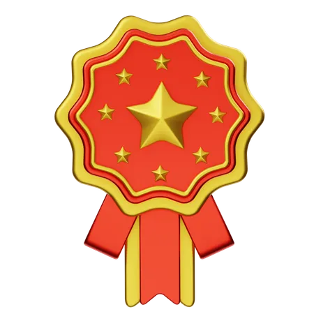 Rosette Ribbon Badge  3D Icon