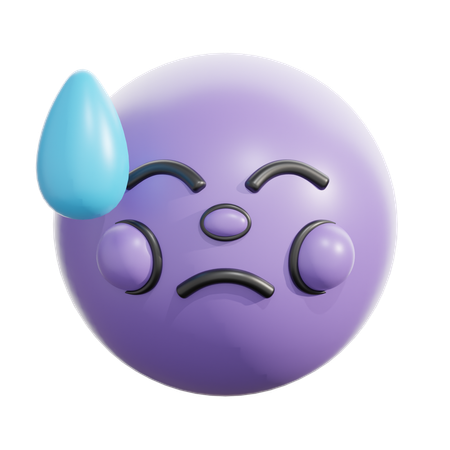 Rosto abatido com suor  3D Icon