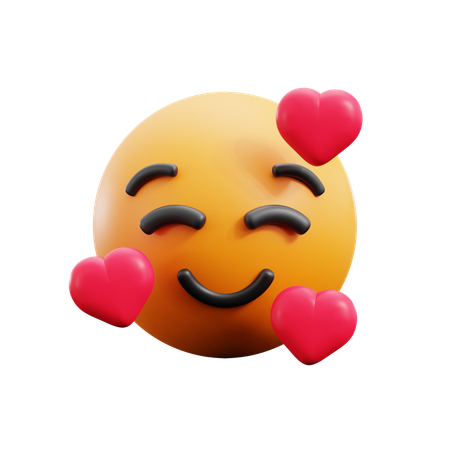 Rosto sorridente com corações  3D Icon