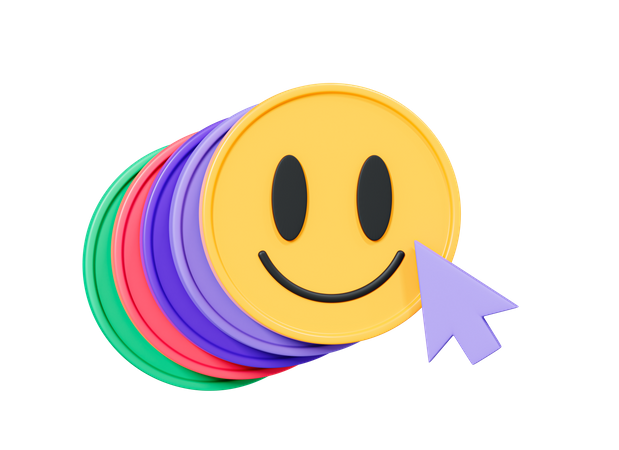 Rosto sorridente com cursor  3D Icon