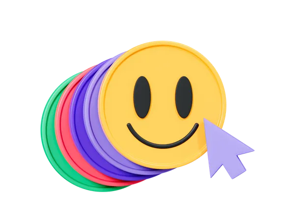 Rosto sorridente com cursor  3D Icon