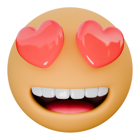 Rosto sorridente com olhos de coração  3D Icon