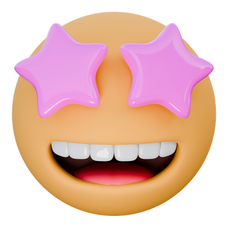 Rosto sorridente com olhos de estrela  3D Icon