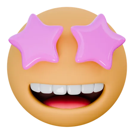 Rosto sorridente com olhos de estrela  3D Icon