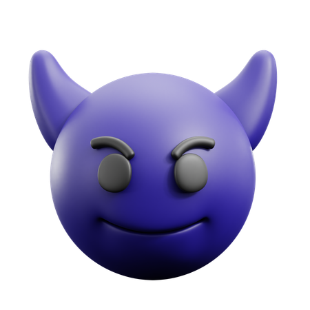 Rosto sorridente malvado com chifres  3D Icon