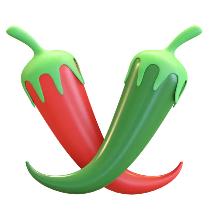 Rote und grüne Chili  3D Illustration