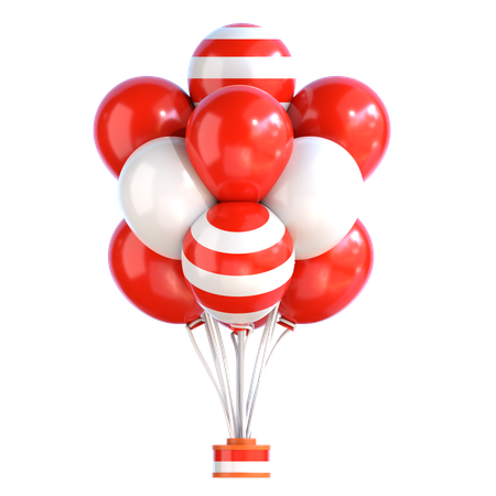 Rote weiße Luftballons  3D Icon