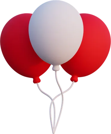 Rot-weißer Ballon  3D Icon