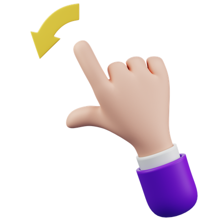 左に回転タッチハンドジェスチャー  3D Icon