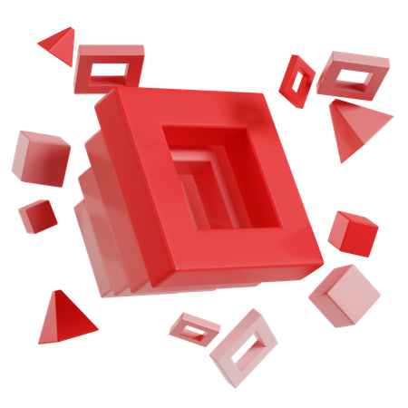 Roter Würfel abstrakt geometrisch  3D Icon